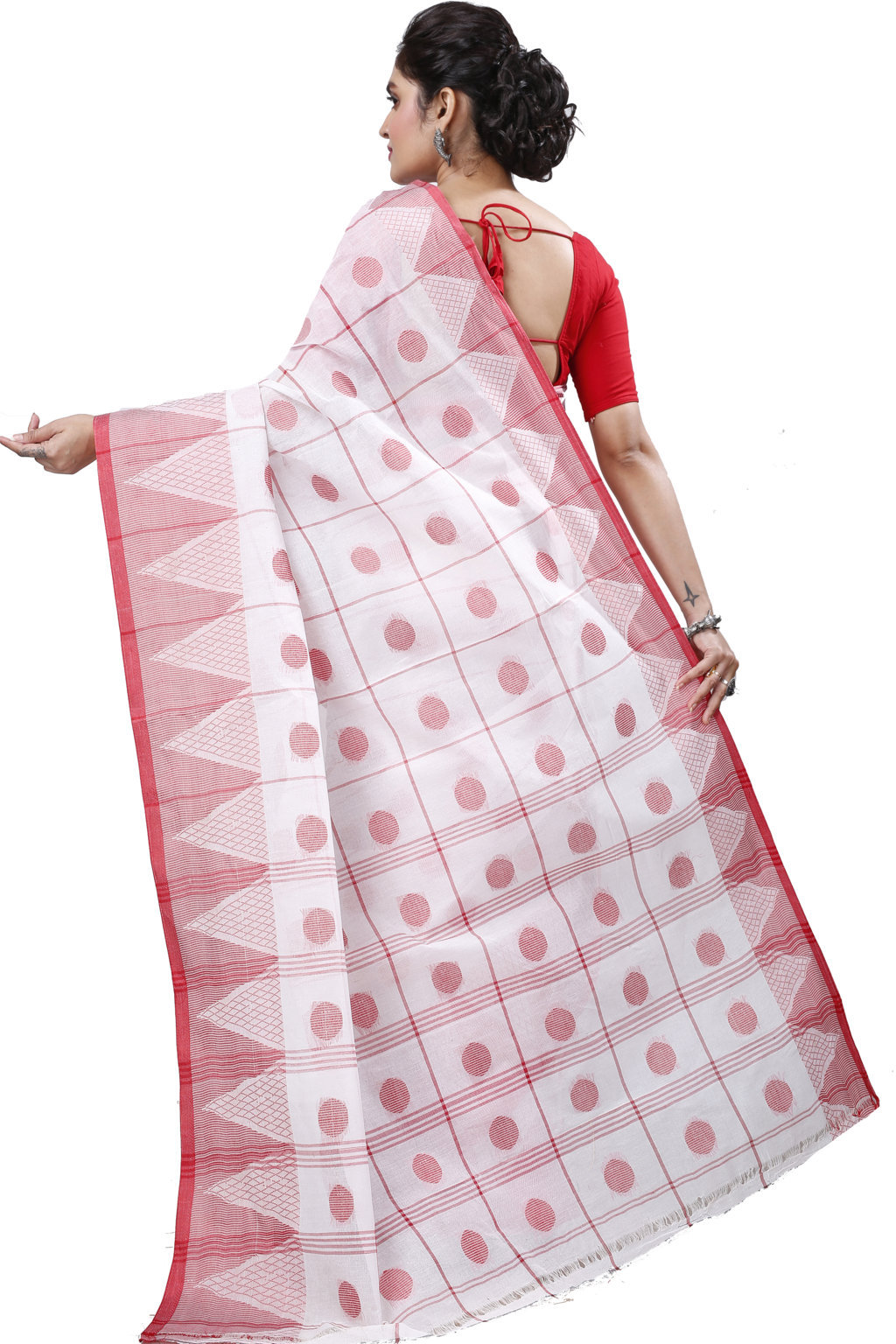 White Pure Cotton Rebeka Tant Saree (1008)